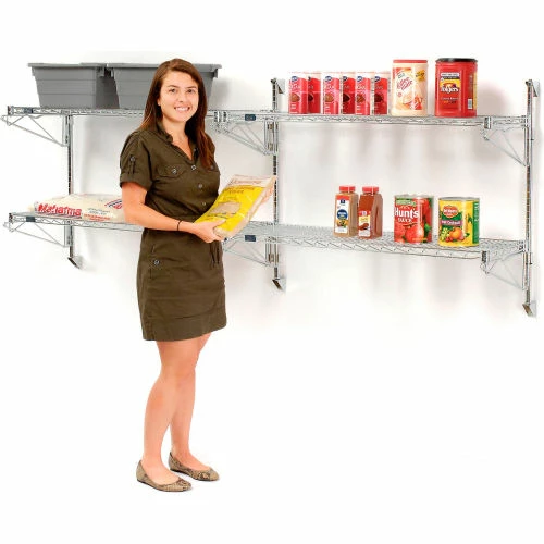 Nexel® Chrome Wall Mount Wire Shelving 48"W x 18"D x 34"H 2 - Shelf Add-On 1 Nexel® Chrome Wall Mount Wire Shelving 48"W x 18"D x 34"H 2 - Shelf Add-On