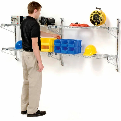 Nexel® Chrome Wall Mount Wire Shelving 48"W x 18"D x 34"H 2 - Shelf Add-On 2 Nexel® Chrome Wall Mount Wire Shelving 48"W x 18"D x 34"H 2 - Shelf Add-On - Image 2