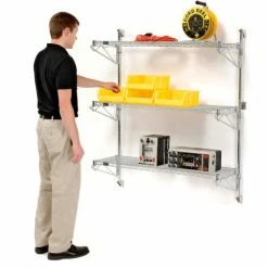Nexel® Chrome Wall Mount Wire Shelving 48"W x 18"D x 54"H 3 - Shelf Starter
