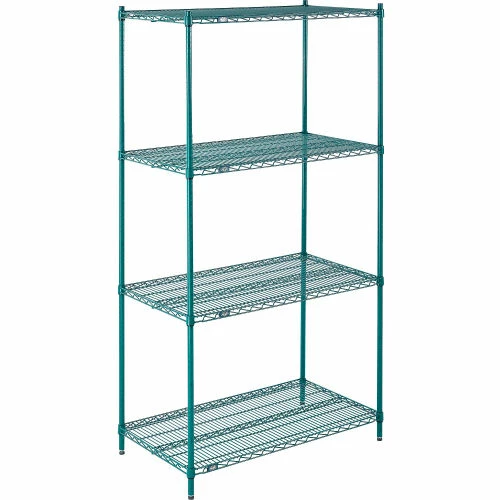 Nexel® Poly-Green®, 4 Tier, Wire Shelving Starter Unit, 42"W x 24"D x 86"H 2 Nexel® Poly-Green®, 4 Tier, Wire Shelving Starter Unit, 42"W x 24"D x 86"H - Image 2