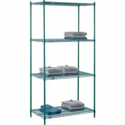 Nexel® Poly-Green®, 4 Tier, Wire Shelving Starter Unit, 42"W x 24"D x 86"H 29 Nexel® Poly-Green®, 4 Tier, Wire Shelving Starter Unit, 42"W x 24"D x 86"H -Shelving Sales Store B1137204 04