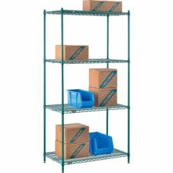Nexel® Poly-Green®, 4 Tier, Wire Shelving Starter Unit, 42"W x 24"D x 86"H 31 Nexel® Poly-Green®, 4 Tier, Wire Shelving Starter Unit, 42"W x 24"D x 86"H -Shelving Sales Store B1137204 06
