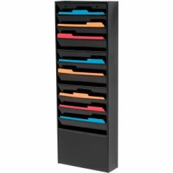Global Industrial™ 11 Pockets - Medical Chart Hanging Wall File Holder - Black
