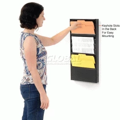 Global Industrial™ 10 Pockets - Medical Chart Hanging Wall File Holder - Black -Shelving Sales Store B170045 2wco
