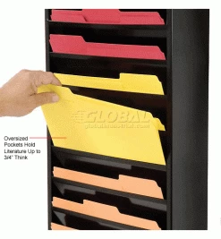 Global Industrial™ Medical Chart Hanging Wall File Holder, 20 Pockets, Black -Shelving Sales Store B170117 2wco
