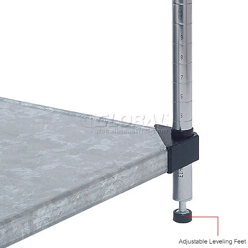 Nexel® Galvanized Steel, 4 Tier, Solid Shelving Add-On Unit, 54"Wx24"Dx74"H 10 Nexel® Galvanized Steel, 4 Tier, Solid Shelving Add-On Unit, 54"Wx24"Dx74"H - Image 10