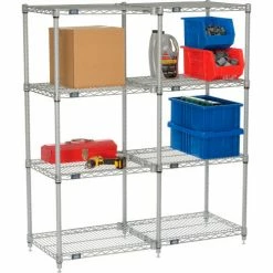 Nexel®, Nexelate®, Silver Epoxy, 4 Tier, Wire Shelving Add-On Unit, 24"W x 18"D x 54"H -Shelving Sales Store B969985 02