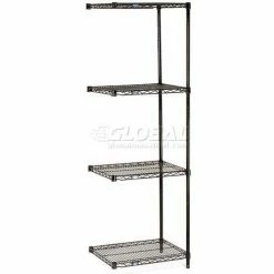 Nexel® Black Epoxy, 5 Tier, Wire Shelving Add-On Unit, 48"W x 14"D x 74"H