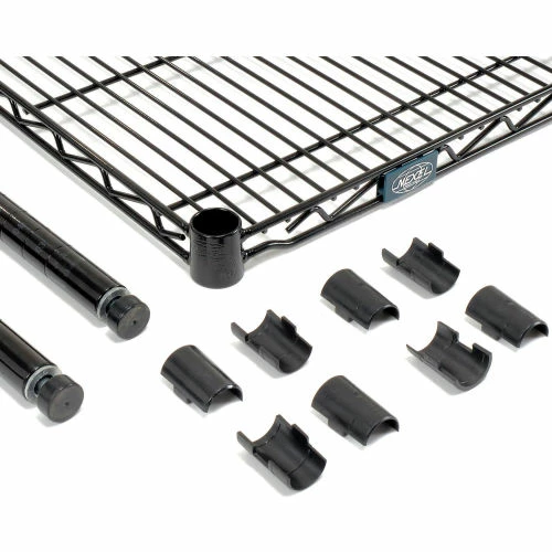 Nexel® Black Epoxy, 2 Tier, Wire Shelving Add-On Unit, 30"W x 14"D x 34"H 4 Nexel® Black Epoxy, 2 Tier, Wire Shelving Add-On Unit, 30"W x 14"D x 34"H - Image 4