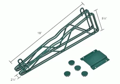 Nexel® Poly-Green® Double Arm Fixed Wall Bracket, 18" -Shelving Sales Store DAB18GZIN dim