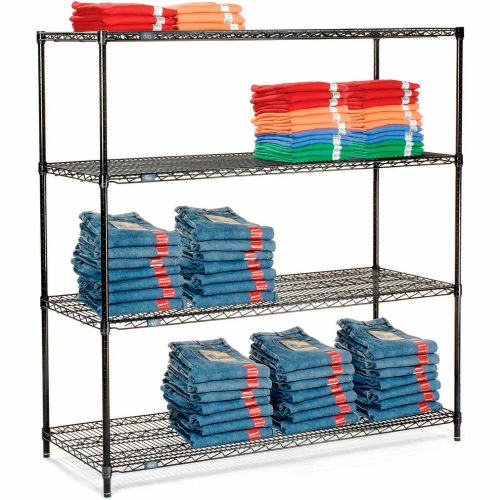 Nexel® Black Epoxy, 4 Tier, Wire Shelving Starter Unit, 60"W x 14"D x 63"H 1 Nexel® Black Epoxy, 4 Tier, Wire Shelving Starter Unit, 60"W x 14"D x 63"H