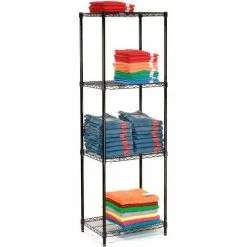 Nexel® Black Epoxy, 4 Tier, Wire Shelving Starter Unit, 60"W x 14"D x 86"H