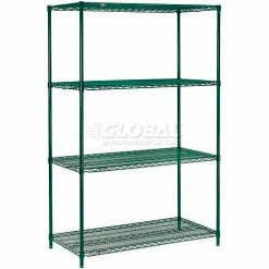 Nexel® Poly-Green®, 4 Tier, Wire Shelving Starter Unit, 42"W x 24"D x 86"H 49 Nexel® Poly-Green®, 4 Tier, Wire Shelving Starter Unit, 42"W x 24"D x 86"H -Shelving Sales Store GLA 189267GZ