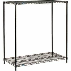 Nexel® Black Epoxy, 2 Tier, Wire Shelving Starter Unit, 60"W x 14"D x 34"H