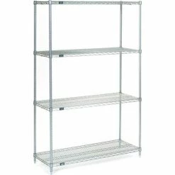 Nexel® Stainless Steel, 4 Tier, Wire Shelving Starter Unit, 60"W x 14"D x 86"H