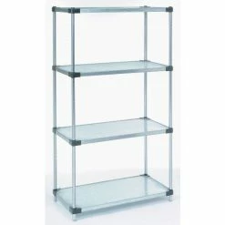 Nexel® Galvanized Steel, 4 Tier, Solid Shelving Starter Unit, 24"Wx18"Dx54"H -Shelving Sales Store GLL 18245SZ