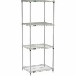 Nexel®, Nexelate®, Silver Epoxy, 5 Tier, Wire Shelving Starter Unit, 24"W x 18"D x 74"H