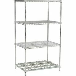 Nexel® Nexelon®, 4 Tier, Wire Shelving Unit, 1 Heavy Duty Shelf, 24"W x 18"D x 86"H