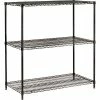 Nexel® Black Epoxy, 3 Tier, Wire Shelving Starter Unit, 54"W x 18"D x 34"H
