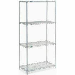 Nexel® Poly-Z-Brite®, 5 Tier, Wire Shelving Starter Unit, 36"W x 21"D x 74"H