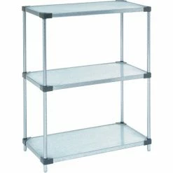 Nexel® Galvanized Steel, 3 Tier, Solid Shelving Starter Unit, 24"Wx24"Dx34"H