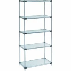 Nexel® Galvanized Steel, 5 Tier, Solid Shelving Starter Unit, 24"Wx24"Dx63"H