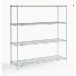 Nexel®, Nexelate®, Silver Epoxy, 5 Tier, Wire Shelving Starter Unit, 54"W x 24"D x 63"H