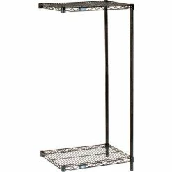 Nexel® Black Epoxy, 2 Tier, Wire Shelving Add-On Unit, 30"W x 18"D x 34"H
