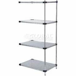 Nexel® Galvanized Steel, 5 Tier, Solid Shelving Add-On Unit, 48"Wx18"Dx74"H