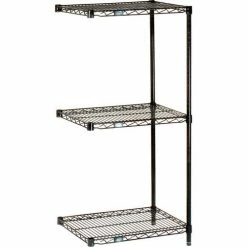 Nexel® Black Epoxy, 3 Tier, Wire Shelving Add-On Unit, 60"W x 18"D x 34"H