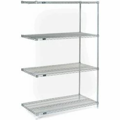 Nexel® Chrome, 5 Tier, Wire Shelving Add-On Unit, 60"W x 18"D x 63"H
