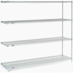 Nexel®, Nexelate®, Silver Epoxy, 5 Tier, Wire Shelving Add-On Unit, 72"W x 18"D x 63"H
