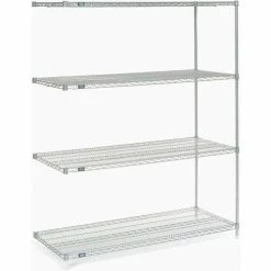 Nexel® Poly-Z-Brite®, 5 Tier, Wire Shelving Add-On Unit, 54"W x 21"D x 74"H