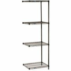 Nexel® Black Epoxy, 5 Tier, Wire Shelving Add-On Unit, 54"W x 21"D x 86"H