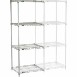 Nexel®, Nexelate®, Silver Epoxy, 5 Tier, Wire Shelving Add-On Unit, 24"W x 24"D x 74"H