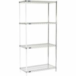 Nexel® Chrome, 5 Tier, Wire Shelving Add-On Unit, 36"W x 24"D x 63"H