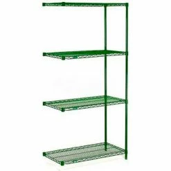 Nexel® Poly-Green®, 5 Tier, Wire Shelving Add-On Unit 36"W x 24"D x 63"H