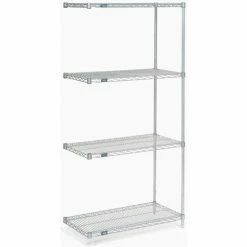 Nexel® Poly-Z-Brite®, 5 Tier, Wire Shelving Add-On Unit, 48"W x 24"D x 74"H