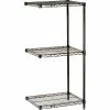 Nexel® Black Epoxy, 3 Tier, Wire Shelving Add-On Unit, 54"W x 24"D x 34"H