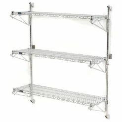 Nexel® Poly-Green® Wall Mount Wire Shelving - 60"W x 24"D x 54"H 3-Shelf Starter