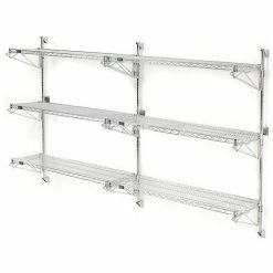 Nexel® Poly-Green® Wall Mount Wire Shelving - 24"W x 18"D x 54"H 3-Shelf Add-On