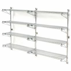 Nexel® Poly-Green® Wall Mount Wire Shelving - 42"W x 14"D x 63"H 4-Shelf Add-On