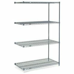 Nexel® Nexelon®, 4 Tier, Wire Shelving Add-On Unit, 24"W x 14"D x 74"H -Shelving Sales Store GLP 797530