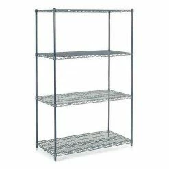 Nexel® Nexelon®, 4 Tier, Wire Shelving Starter Unit, 60"W x 14"D x 86"H