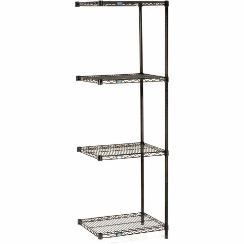 Nexel® Black Epoxy, 4 Tier, Wire Shelving Add-On Unit, 42"W x 24"D x 63"H 11 Nexel® Black Epoxy, 4 Tier, Wire Shelving Add-On Unit, 42"W x 24"D x 63"H - Image 11
