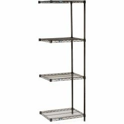 Nexel® Black Epoxy, 4 Tier, Wire Shelving Add-On Unit, 48"W x 24"D x 74"H -Shelving Sales Store GOI 797390
