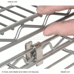 Nexel® Chrome, 4 Tier, Wire Shelving Add-On Unit, 42"W x 24"D x 74"H -Shelving Sales Store Shook 49