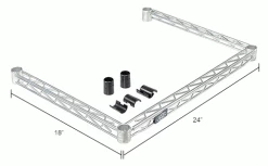 Nexel® WF1824Z Poly-Z-Brite® Three-Sided Wire Frame 24"W x 18"D -Shelving Sales Store WF1824ZIN dim