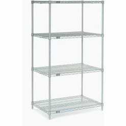Nexel®, Nexelate®, Silver Epoxy, 4 Tier, Wire Shelving Starter Unit, 60"W x 18"D x 86"H