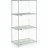 Nexel® Poly-Z-Brite®, 4 Tier, Wire Shelving Starter Unit, 30"W x 21"D x 74"H